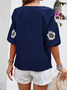 Women's Half Sleeve Shirt Summer Light Blue Plain Split Joint V Neck Daily Going Out Casual Top