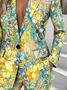 Lady Romance Floral Regular Fit Lapel Collar Blazer