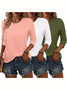 Women's Elegant Simple Commuter Round Neck Long Sleeve Daily T-Shirt Top
