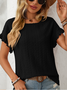 Women's Short Sleeve T-shirt Summer Orange Plain Jacquard Crew Neck Daily Going Out Casual Top