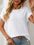 Women's Short Sleeve T-shirt Summer Orange Plain Jacquard Crew Neck Daily Going Out Casual Top