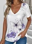 Floral Simple V Neck T-Shirt