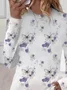Women's Floral Butterfly Print Casual Round Neck Long Sleeve T-Shirt