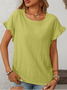 Women's Short Sleeve T-shirt Summer Orange Plain Jacquard Crew Neck Daily Going Out Casual Top