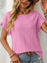 Women's Short Sleeve T-shirt Summer Orange Plain Jacquard Crew Neck Daily Going Out Casual Top