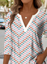 Print Casual V Neck Long Sleeve T-Shirt