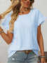 Women's Short Sleeve T-shirt Summer Orange Plain Jacquard Crew Neck Daily Going Out Casual Top