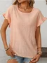 Women's Short Sleeve T-shirt Summer Orange Plain Jacquard Crew Neck Daily Going Out Casual Top