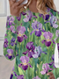 Women's Floral Print Casual Crew Neck Long Sleeve T-Shirt