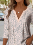 Print Casual V Neck Long Sleeve T-Shirt