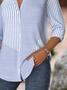 Women's Stylish Long-Sleeved Striped Casual Shirt