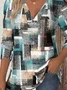 Print Casual V Neck Long Sleeve T-Shirt