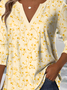 Print Casual V Neck Long Sleeve T-Shirt