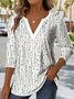 Print Casual V Neck Long Sleeve T-Shirt
