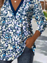 Print Casual V Neck Long Sleeve T-Shirt