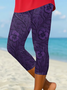 Women's  Elastic Waist H-Line Legging Daily Going Out Pants Purple Casual Printing Floral Summer Pants
