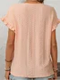 Women's Short Sleeve T-shirt Summer Orange Plain Jacquard Crew Neck Daily Going Out Casual Top