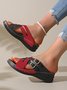 Contrast Stitching Summer Simple Pu Slide Sandals