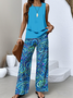 Casual Psychedelic Art Two-Piece Set With No