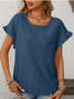Women's Short Sleeve T-shirt Summer Orange Plain Jacquard Crew Neck Daily Going Out Casual Top