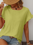 Women's Short Sleeve T-shirt Summer Orange Plain Jacquard Crew Neck Daily Going Out Casual Top