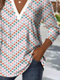 Print Casual V Neck Long Sleeve T-Shirt