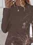 Women's Floral Print Casual Crew Neck Long Sleeve T-Shirt