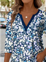 Print Casual V Neck Long Sleeve T-Shirt