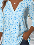 Print Casual V Neck Long Sleeve T-Shirt