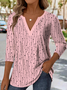 Print Casual V Neck Long Sleeve T-Shirt