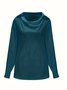 Semi Formal Cowl Neck Loose Plain Shirt