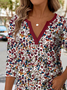 Print Casual V Neck Long Sleeve T-Shirt