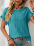 Women's Short Sleeve T-shirt Summer Orange Plain Jacquard Crew Neck Daily Going Out Casual Top