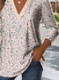 Print Casual V Neck Long Sleeve T-Shirt