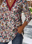 Print Casual V Neck Long Sleeve T-Shirt