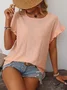 Women's Short Sleeve T-shirt Summer Orange Plain Jacquard Crew Neck Daily Going Out Casual Top