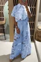 Women's Fashion Temperament Versatile Hollow Lace Solid Color Sexy Cardigan Top Wide-Leg Pants Two-Piece Set
