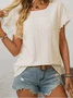Women's Short Sleeve T-shirt Summer Orange Plain Jacquard Crew Neck Daily Going Out Casual Top