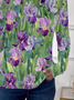 Women's Floral Print Casual Crew Neck Long Sleeve T-Shirt