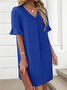 Regular Fit Cotton V Neck Casual Dress With No