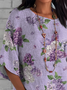 Women's Half Sleeve T-shirt Summer Purple Floral Crew Neck Daily Going Out Casual Top