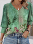 Casual V Neck Regular Fit T-Shirt
