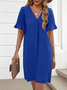 Regular Fit Cotton V Neck Casual Dress With No