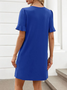 Regular Fit Cotton V Neck Casual Dress With No