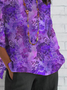 Women's Half Sleeve T-shirt Summer Purple Floral Crew Neck Daily Going Out Casual Top