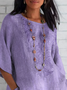 Women's Half Sleeve T-shirt Summer Purple Floral Crew Neck Daily Going Out Casual Top