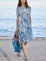 Floral Crew Neck Casual Dress With No