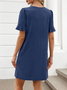 Regular Fit Cotton V Neck Casual Dress With No
