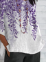 Women's Half Sleeve T-shirt Summer White Floral Crew Neck Daily Going Out Casual Top