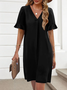 Regular Fit Cotton V Neck Casual Dress With No